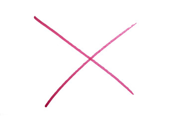 Hand drawn red marker x sign on transparent background