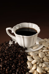 Glossy coffee beans photography, Americano black coffee