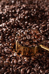 Glossy coffee beans photography, Americano black coffee