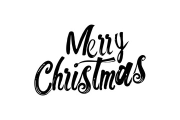 Fototapeta premium Merry Christmas text in calligraphy style on white background, concept of holiday greeting