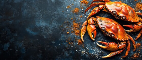 Image of Freshly prepared crabs on a dark surface. printed on Printed Glass Basin Splashbacks