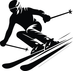Alpine Ski Pole Silhouette