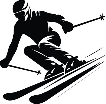 Alpine Ski Pole Silhouette