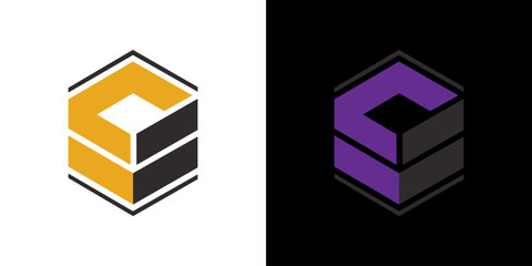 Dual Hexagonal Logo Design - Yellow and Purple Variants