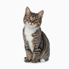 Cat isolated on white, Adorable European Shorthair cat, sitting on a white background. Isolated on a white background.