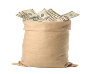 Sack full of money dollars with usd currency PNG