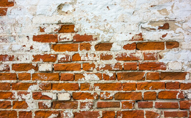stone wall, red brick and white plaster