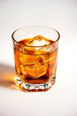Refreshing Whiskey on the Rocks in Glass with Ice Cubes