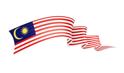 3d Flag Of Malaysia 3d Shiny Waving Flag Ribbon Isolated On White Background 3d illustration