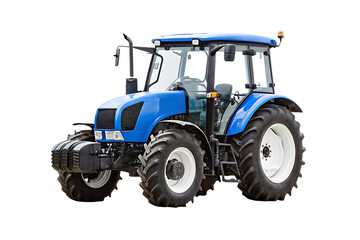 Agricultural blue tractor on transparent background. PNG