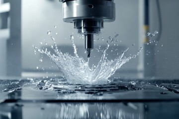 Precision metal cutting machine with water spray