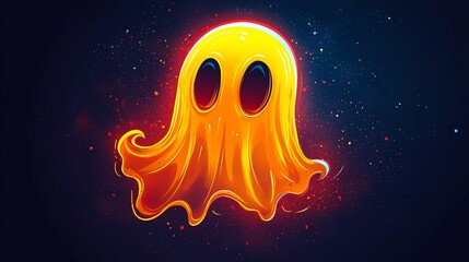 Fototapeta premium Cartoon Ghost in Dark Space