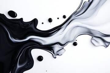 Abstract Black and White Liquid Art - Swirling black and white paint creates a dynamic abstract design. Perfect for modern, minimalist designs