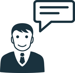 Businessman giving feedback and communicating with speech bubble
