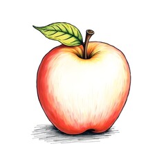 red apple with leaf