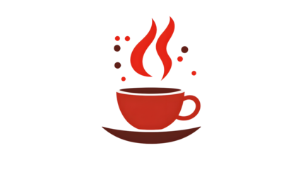 A Warm Red Coffee Cup Surrounded by Coffee Steam Symbols Representing Comfort and Relaxation