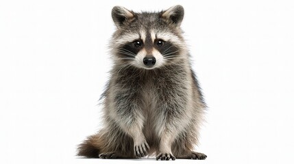 Obraz premium Cute Raccoon Standing Upright with Paws Forward Isolated Background