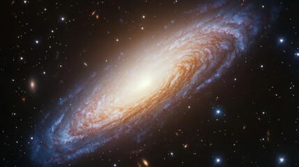 Obraz premium Spiral galaxy in deep space. Vast cosmic swirl of stars, nebulae, and celestial bodies