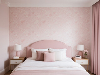 Wide-Angle Gentle pink wallpaper ideal for soothing bedrooms 