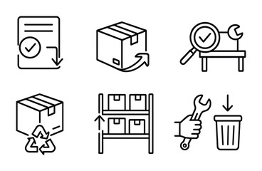 Shipping and logistics line icons set – delivery, transport, warehouse symbols