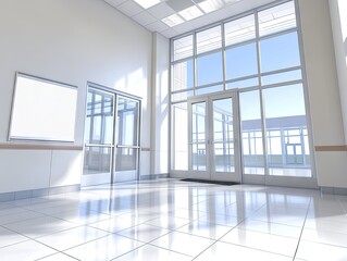 Obraz premium Bright, spacious hallway with large windows