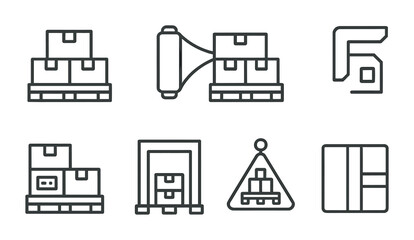 Warehouse and logistics line icons set – outline, storage, supply chain graphics
