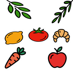 fruits and vegetables set
