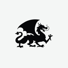 Discover captivating dragon silhouette designs with a crisp white background. Perfect for graphic projects, prints, and digital use.