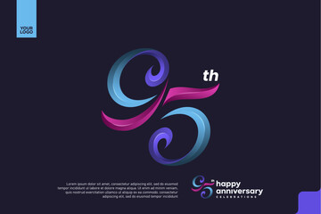Colorful 95th Anniversary Celebration Design with Artistic Gradient Number and Dark Background