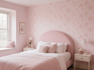 Wide-Angle Gentle pink wallpaper ideal for soothing bedrooms 