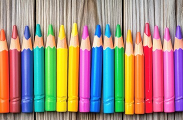 Colorful pencils in a row