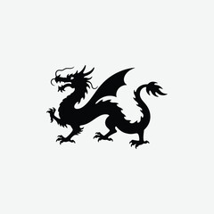 Discover captivating dragon silhouette designs with a crisp white background. Perfect for graphic projects, prints, and digital use.