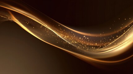 Elegant Golden Wave with Flare Light Stream Effect on Dark Background