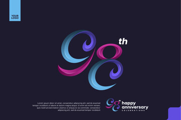 Colorful 98th Anniversary Celebration Design with Artistic Gradient Number and Dark Background