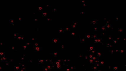 red love flying animation. red love hearts hd dynamic loop video.  red hearts rain down on transparent background. love particle flying cinematic slow motion for valentine day, romance, anniversary. - Powered by Adobe