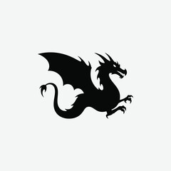 Discover captivating dragon silhouette designs with a crisp white background. Perfect for graphic projects, prints, and digital use.