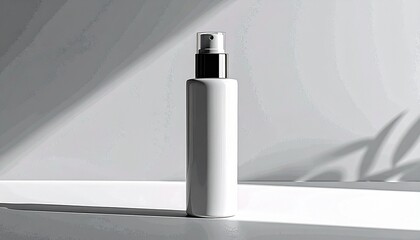 White Spray Bottle Mockup Minimalist Product Packaging Design on White Background