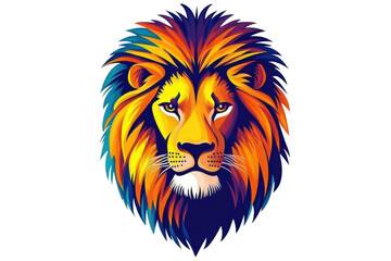 Obraz premium vibrant colorful lion head illustration on transparent background