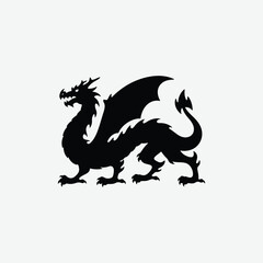 Discover captivating dragon silhouette designs with a crisp white background. Perfect for graphic projects, prints, and digital use.