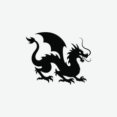 Discover captivating dragon silhouette designs with a crisp white background. Perfect for graphic projects, prints, and digital use.