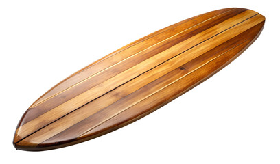 wooden paddle board isolated on white background. Transparent PNG file type available .