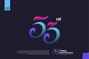 Colorful 53rd Anniversary Celebration Design with Artistic Gradient Number and Dark Background