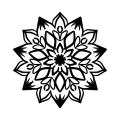 black and white flower mandala symmetrical 
