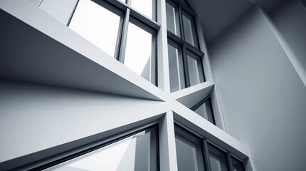 Obraz premium Precise architectural color photography of a window showcasing sharp lines, detailed structures, and wide angles.jpg