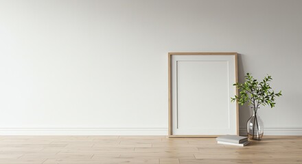 Minimalist frame with plant and book indoor