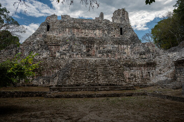 Mayan ruins at Becan, Mexico, frontal view of Structure IV