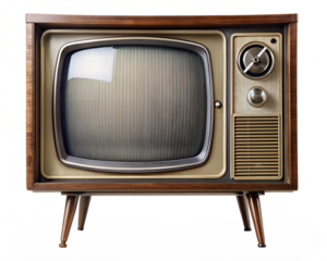 old tv set isolated on white background. Transparent PNG file type available .