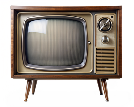 old tv set isolated on white background. Transparent PNG file type available .