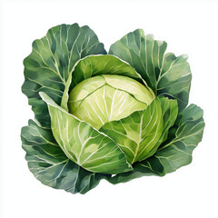 Fototapeta premium Fresh green cabbage with large leafy layers, showing natural texture and vibrant colors, perfect for healthy cooking and garden harvest inspiration