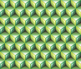 Green geometrical cubes seamless pattern